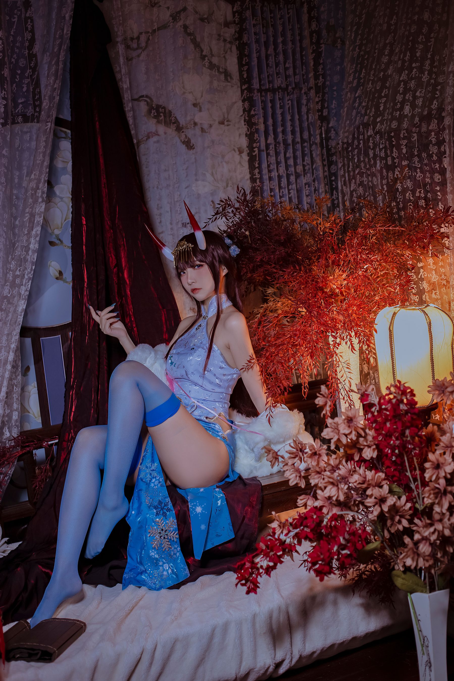 人气Coser二佐Nisa - 碧蓝航线 能代旗袍 写真套图 - Cos糖心-Cos糖心